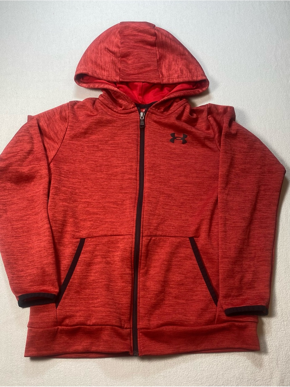 Under Armour Kids' Heather Red Full-Zip Hoodie size YM